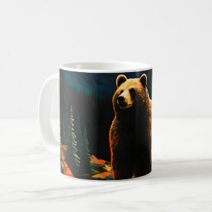 Mug Verre tendu Faune Montagne Ours couché de soleil