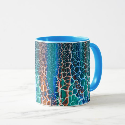 Mug Verre Turquoise orange abstrait (Devant droit)