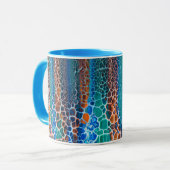 Mug Verre Turquoise orange abstrait (Devant gauche)