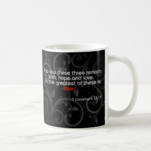 Mug Vers de bible d'amour, noir/rouge