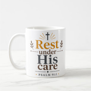 Mug Verse de la Bible chrétienne Reposez sous Sa garde