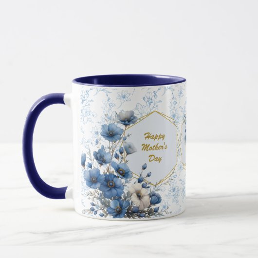 Mug Verse de la Bible Florale Blanche Bleue Moderne (Gauche)