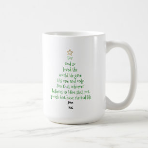 Mug Verse de l'écriture de l'arbre de Noël (John 3:16)