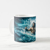 Mug Verseau Zodiaque avec Guerrier Trident dans un Océ (Devant gauche)