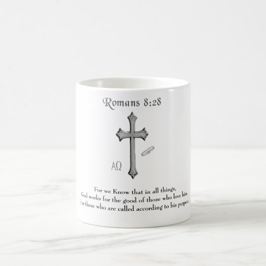 Mug verset biblique chrétien Romains 8:28 (Centre)