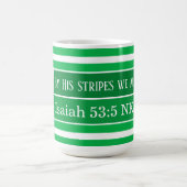 Mug Verset biblique de guérison vert rayé initial (Centre)