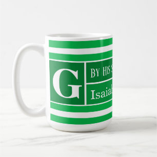 Mug Verset biblique de guérison vert rayé initial