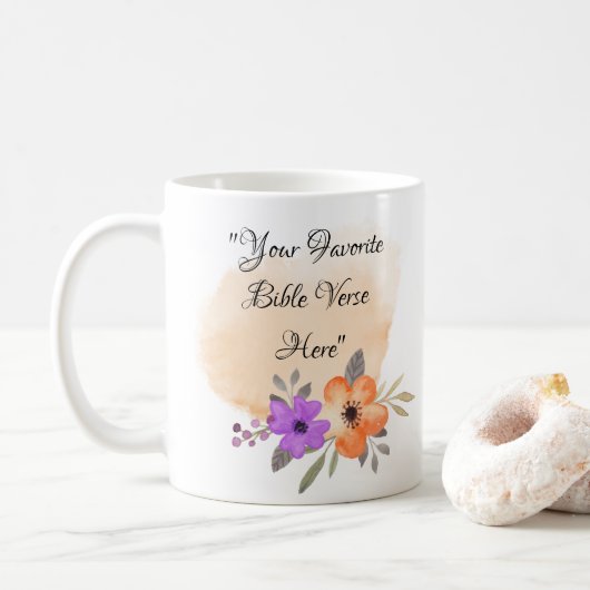 Mug Verset biblique personnalisé sur l'Arrière - plan  (Avec donut)