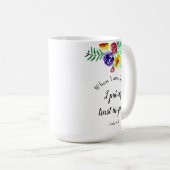Mug verset biblique sur la peur Aquarelle Fleurs Foi (Devant droit)