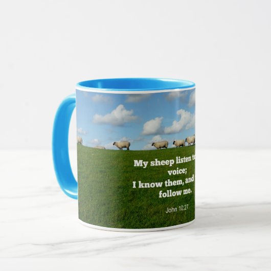 Mug verset de la Bible, Jean 10:27, Mon mouton... (Devant gauche)