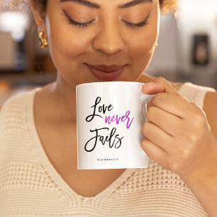 Mug verset de la Bible   L'amour n'échoue jamais