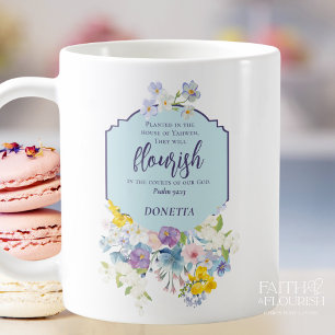Mug Verset de l'Écriture florale à l'aquarelle personn