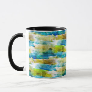 Mug Vert abstrait d'aquarelle, bleu