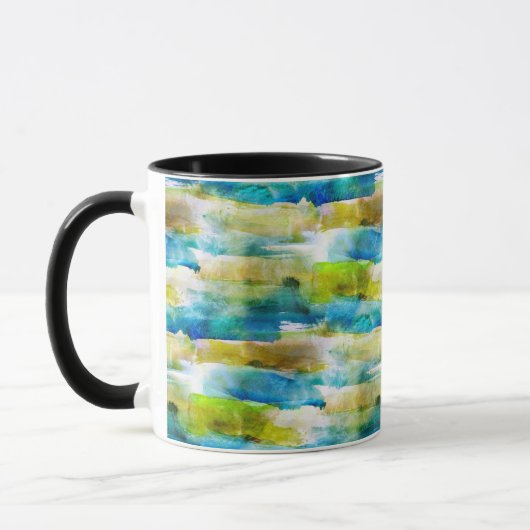 Mug Vert abstrait d'aquarelle, bleu (Gauche)