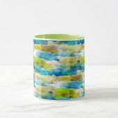 Mug Vert abstrait d'aquarelle, bleu (Centre)