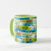 Mug Vert abstrait d'aquarelle, bleu (Devant gauche)