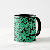 Mug Vert, abstrait, rétro (Devant droit)