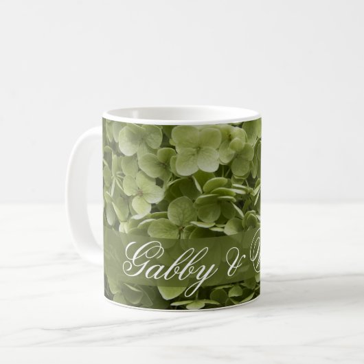 Mug Vert Annabelle Hydrangea Mariage Floral (Devant gauche)