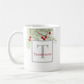 Mug Vert aquarelle moderne Noël Monographie de Noël (Gauche)