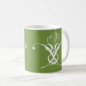 Mug Vert Art Déco Blanc Rose (Devant droit)