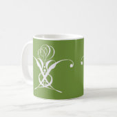 Mug Vert Art Déco Blanc Rose (Devant gauche)
