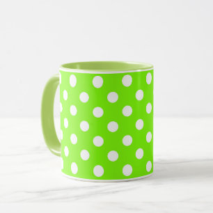mug vert, blanc et vert à pois
