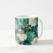 Mug Vert blanc or Rose Floral (Devant droit)