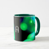 MUG VERT BLEU NOIR FRACTAL BUBBLES MONOGRAMME (Devant droit)