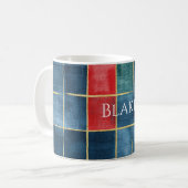 Mug Vert Bleu Rouge Or Carreaux Rayures (Devant gauche)