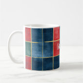Mug Vert Bleu Rouge Or Carreaux Rayures (Gauche)