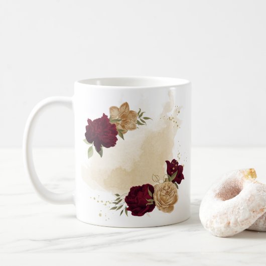 Mug Vert bordeaux beige or botanique (Avec donut)