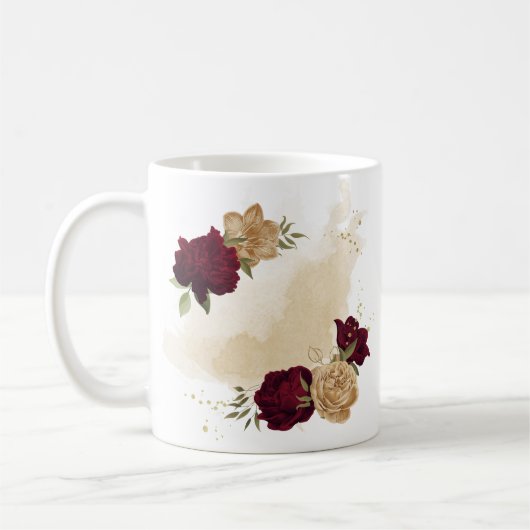 Mug Vert bordeaux beige or botanique (Gauche)