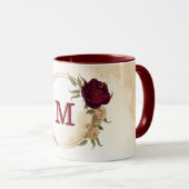 Mug Vert bordeaux beige or botanique (Devant droit)