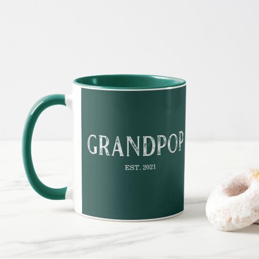 Mug Vert Chasseur Grandpop Année de création (Avec donut)