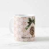Mug Vert Cône de Pin Noël Crème Flocons de Neige (Devant gauche)