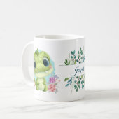 Mug Vert Cute Dinosaur Floral Thème Personnalisé (Devant gauche)
