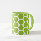 MUG VERT DE LIME MODERNE, POIS BLANCS (Devant droit)