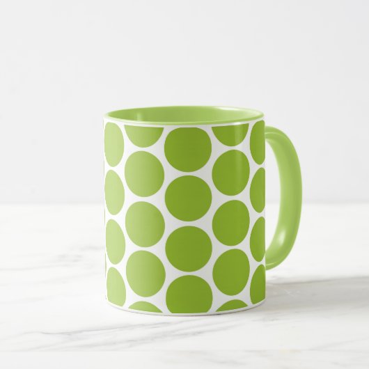 MUG VERT DE LIME MODERNE, POIS BLANCS (Devant droit)