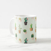 Mug Vert de menthe de motif de cactus d'aquarelle (Devant gauche)