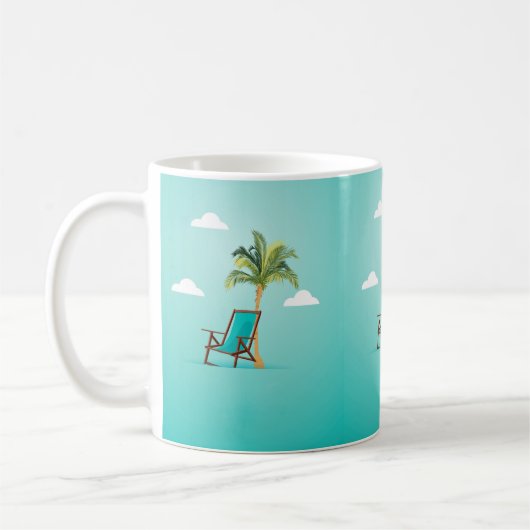 Mug Vert de Seafoam de palmier de chaise de plage (Gauche)