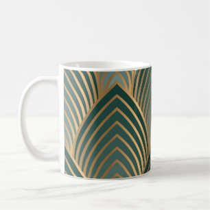 Mug Vert-doré géométrique : motif vintage sans soudure