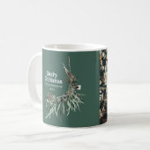 Mug Vert élégant aquarelle botanique Noël chic (Devant gauche)