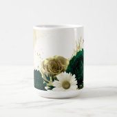 Mug Vert émeraude fleurs d'ivoire or mariage (Centre)