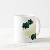 Mug vert émeraude floral or (Devant droit)