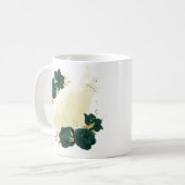 Mug vert émeraude floral or (Devant gauche)