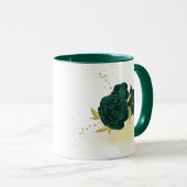 Mug vert émeraude floral or (Devant droit)