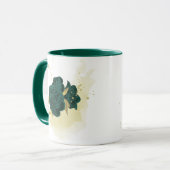 Mug vert émeraude floral or (Devant gauche)
