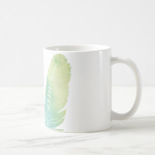 Mug Vert et bleu d'aquarelle de plume de Boho