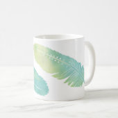 Mug Vert et bleu d'aquarelle de plume de Boho (Devant droit)