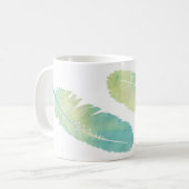 Mug Vert et bleu d'aquarelle de plume de Boho (Devant gauche)